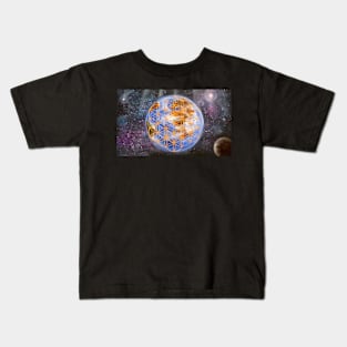 Sacred geometry - earth with flower of life Kids T-Shirt